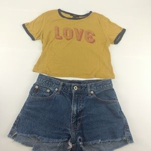 Cropped yellow LOVE hippie tee